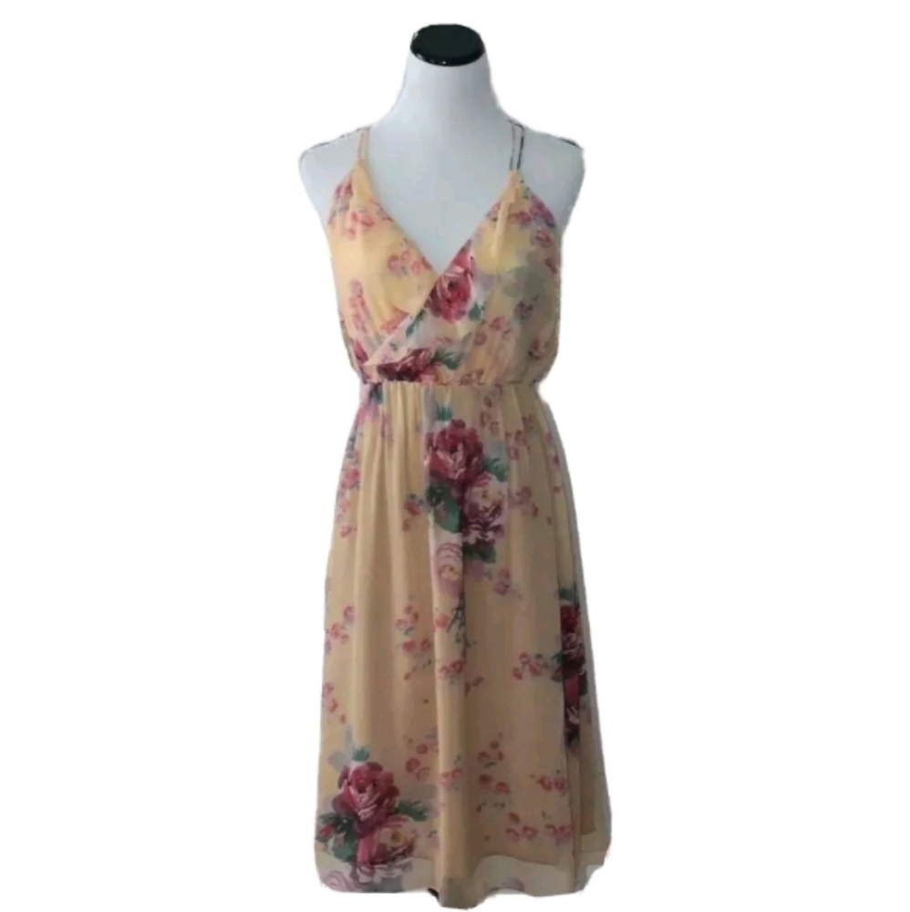Anthropologie Yellow Floral Midi Dress